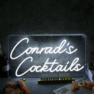 Conrad's Cocktails White Neon Sign