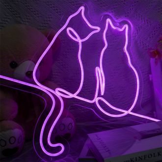 Couple Cats Neon Sign