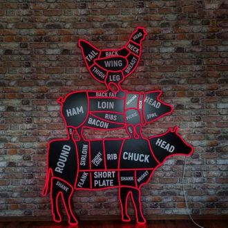 Cow Butcher Shop Neon Sign
