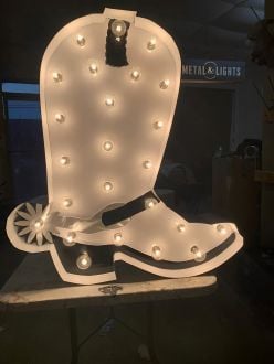 Steel Marquee Letter Cowboy Boot With Spur High-End Custom Zinc Metal Marquee Light Marquee Sign