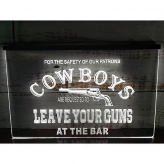 Cowboys Leave Guns Bar Beer LED Neon Sign