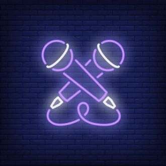 Crossed Microphone Neon Sign