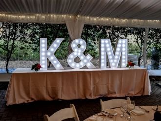 Steel Marquee Letter K&M Name High-End Custom Zinc Metal Marquee Light Marquee Sign