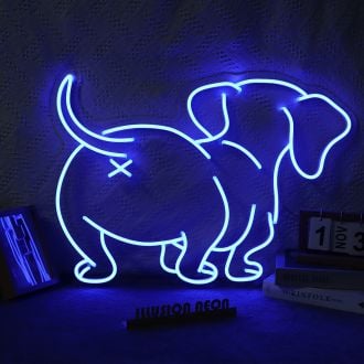  The sign is mounted on a clear acrylic backing, allowing the neon glow to shine through and create a dazzling display. This unique and quirky sign is sure to be a conversation starter and a favorite among dog lovers.