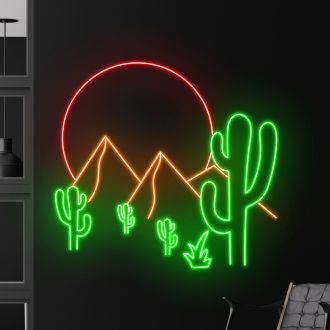 Desert Cactus Led Neon Sign Restaurant Coffee Bar Club Decoration