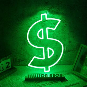 Dollar Sign Green Neon Sign