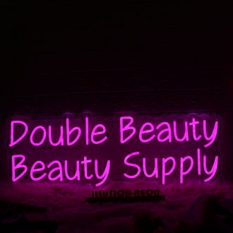 Double Beauty Beauty Supply Pink Neon Sign
