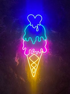 Dripping Ice Cream With Heart Neon Sign