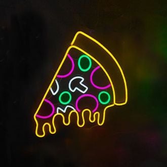 Dripping Pizza Slice Neon Sign