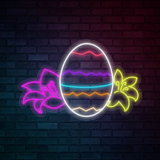 Easter Flowers And Easter Eggs Neon Sign