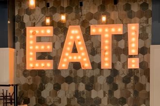 Steel Marquee Letter EAT Restaurant Cafe High-End Custom Zinc Metal Marquee Light Marquee Sign