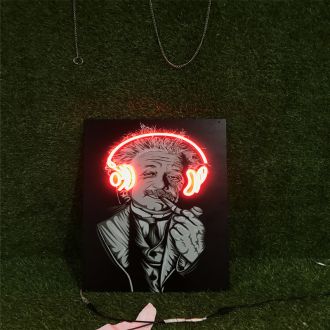 Einstein With Earphone UV Print LED Neon Sign