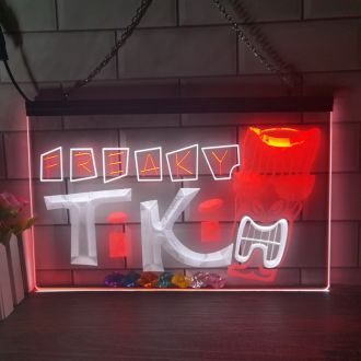 Freaky Tiki Bar Mask Dual LED Neon Sign