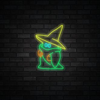 Ghost Wearing A Witch Hat Halloween Neon Sign