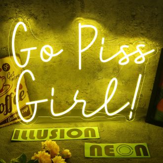 Go Piss Girl Yellow Neon Sign