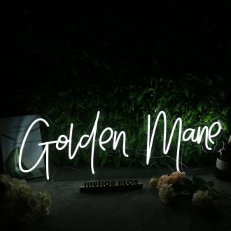 Golden Mane White Neon Sign