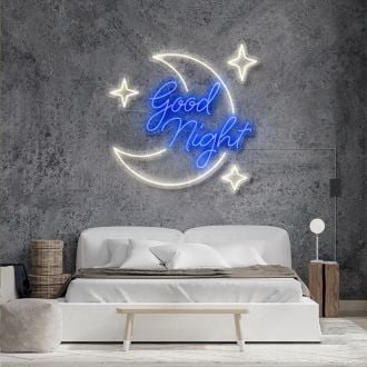 Good Night With Star Moon V2 Neon Sign