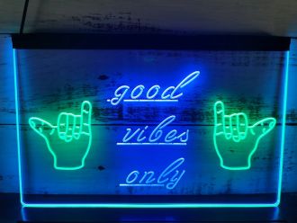 Good Vibes Only Hands Dual LED Neon Sign