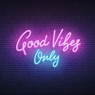 Good Vibes Only in Light Pink and Ice Blue Neon Sign