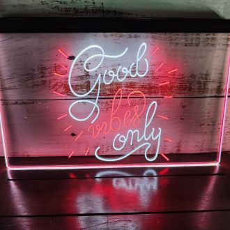 Good Vibes Only Man Cave Dual LED Neon Sign