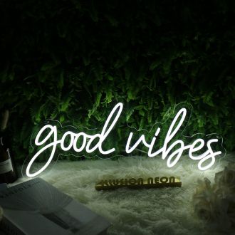 Good Vibes White Neon Sign