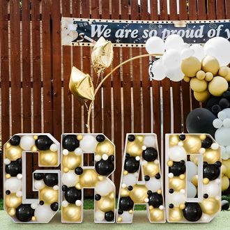 Steel Marquee Letter Grad Balloon Yellow Black High-End Custom Zinc Metal Marquee Light Marquee Sign