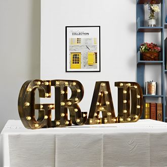 Steel Marquee Letter GRAD Retro Bronze Brown High-End Custom Zinc Metal Marquee Light Marquee Sign