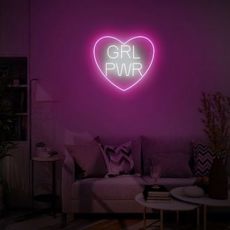 Grl Power With Heart Neon Sign