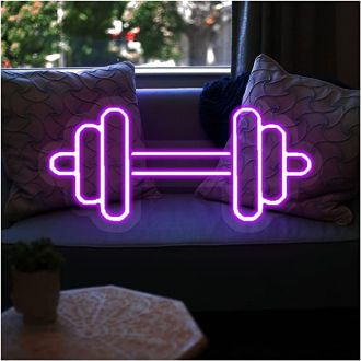 Gym Neon Sign Dumbbell Neon Light Wall Art Decor Barbell Neon Sign For Fitness Room Decor