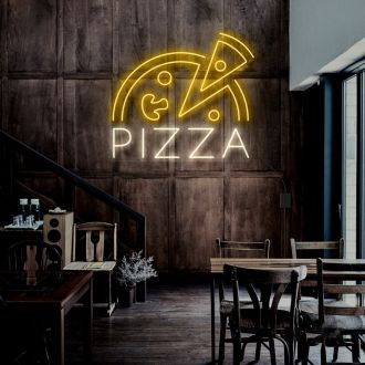 Half Pizza And Slice Neon Sign