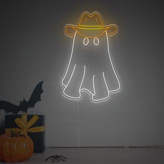 Halloween Cuty Ghost With Hat LED Neon Sign