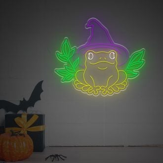 Halloween Fog With Wizard Hat LED Neon Sign