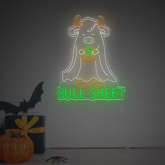 Halloween Ghost Bull Sheet With Pumpkin LED Neon Sign