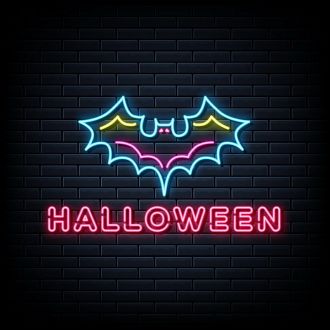 Halloween Neon Sign with Bat