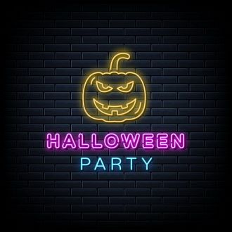 Halloween Party Neon Sign with Pumpkin