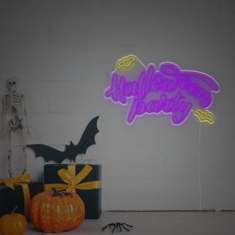 Halloween Party With Bats LED Neon Sign