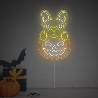 Halloween Pumpkin With Little Puppy LED Neon Sign
