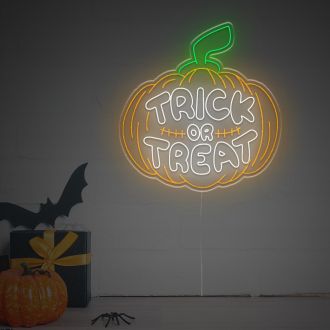 Halloween Pumpkin With Trick Or Treat Quote LED Neon Sign