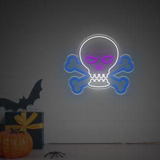 Halloween Skull Head And Bone LED Neon Sign