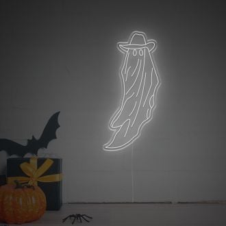 Halloween Tall Ghost With Hat LED Neon Sign