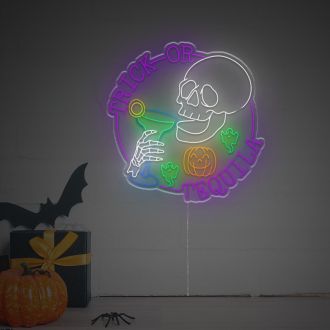 Halloween Trick Or Tequila With Skull LED Neon Sign