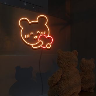 Happy Bear And Heart Neon Sign Lights Night Lamp Led Neon Sign Light For Home Party MG10223