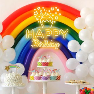 Happy Birthday Cupcake Neon Sign