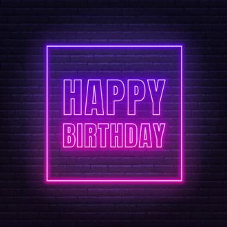 Happy Birthday Framed Neon Sign