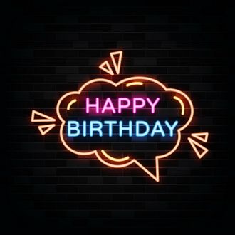 Happy Birthday in Bubble Thought Neon Sign