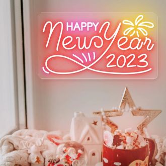 Happy New Year 2023 Fireworks Neon Sign