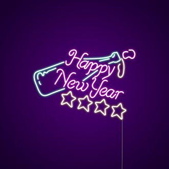 Happy New Year Bottle Neon Sign