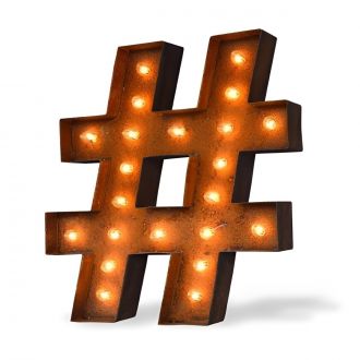 Steel Marquee Letter Hashtag Vintage High-End Custom Zinc Metal Marquee Light Marquee Sign