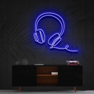 Headphones Line Art Neon Sign