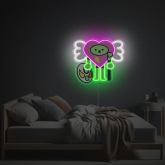 Heart Boy With White Wing LED Neon Acrylic Artwork